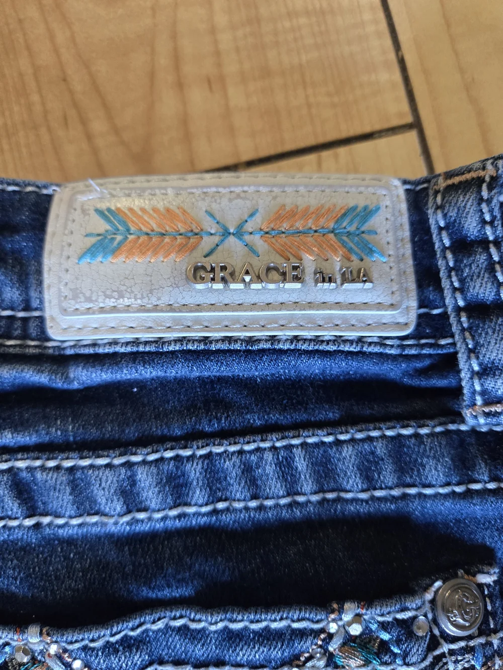 Grace Blue Embellished Denim Shorts